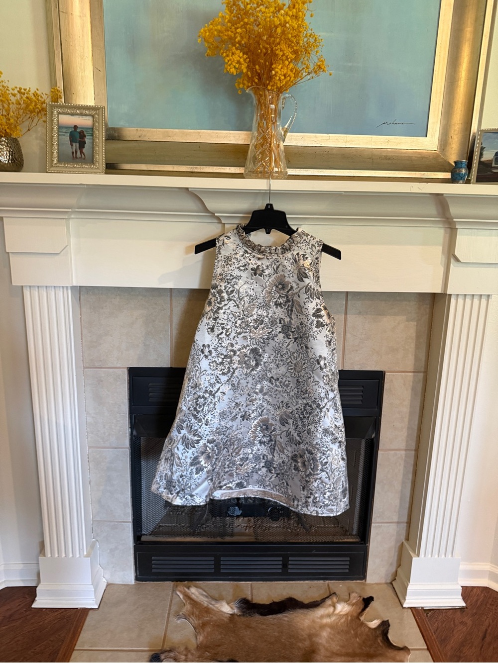 Sugarlips Silver Floral Jacquard Dress